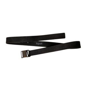 Zegna Sport Black Leather Belt with Metallic Buckle